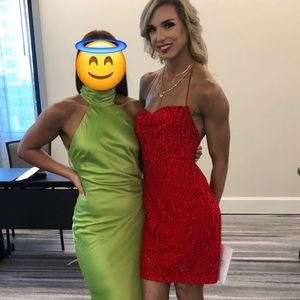 White Fox Red Lace Cocktail Dress